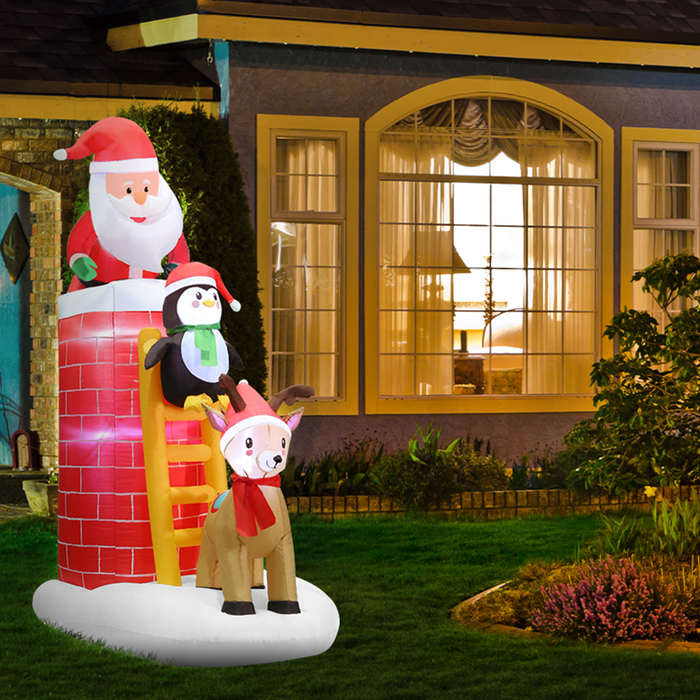 Jingle Jollys 2.4M Christmas Inflatable Santa on Chimney Decorations ...