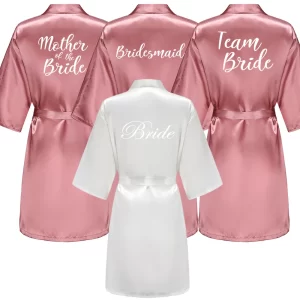 Pink Wedding Team Bride Robe Bridesmaid Gift Kimono Bridal Party Supplies
