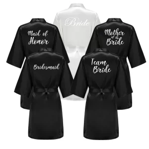 Black Team Bride Robe Women Bridal Party Shower Gift Bridesmaid Wedding Supplies