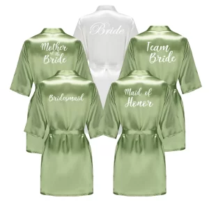 Light Green Team Bride Robe Women Bridal Party Shower Gift Bridesmaid Wedding Supplies