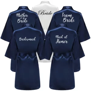 Navy Blue Team Bride Robe Women Bridal Party Gift Bridesmaid Wedding Supplies
